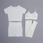 Load image into Gallery viewer, 4 Piece Activewear T-shirt/Vest/Shorts/Leggings
